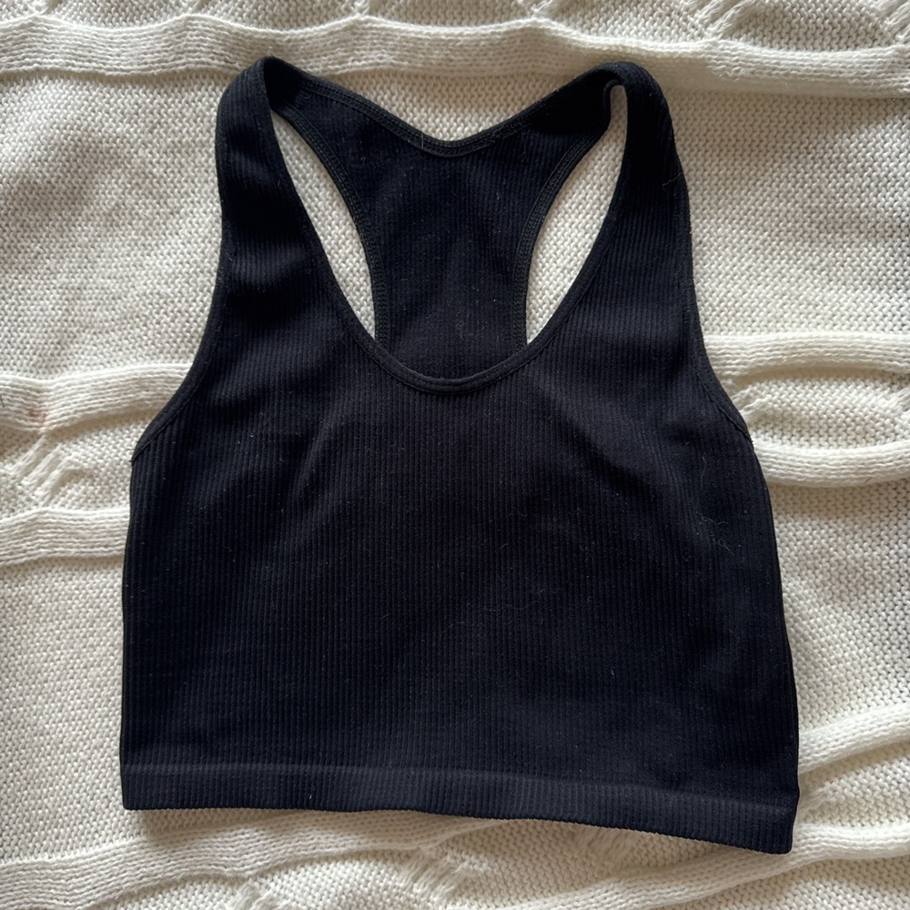 Zella Black Ribbed Sports Bra